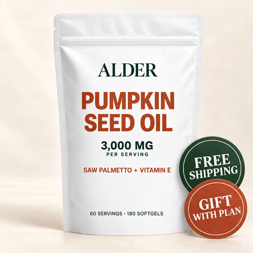 Alder pumpkin seed oil softgels offer packshot