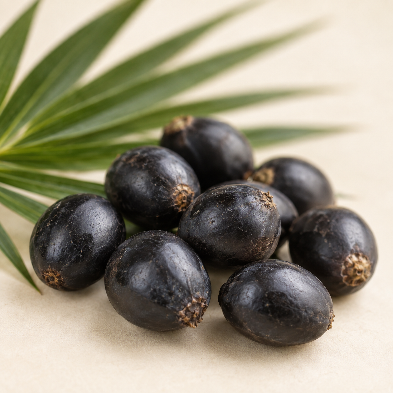 Saw palmetto berries and leaf