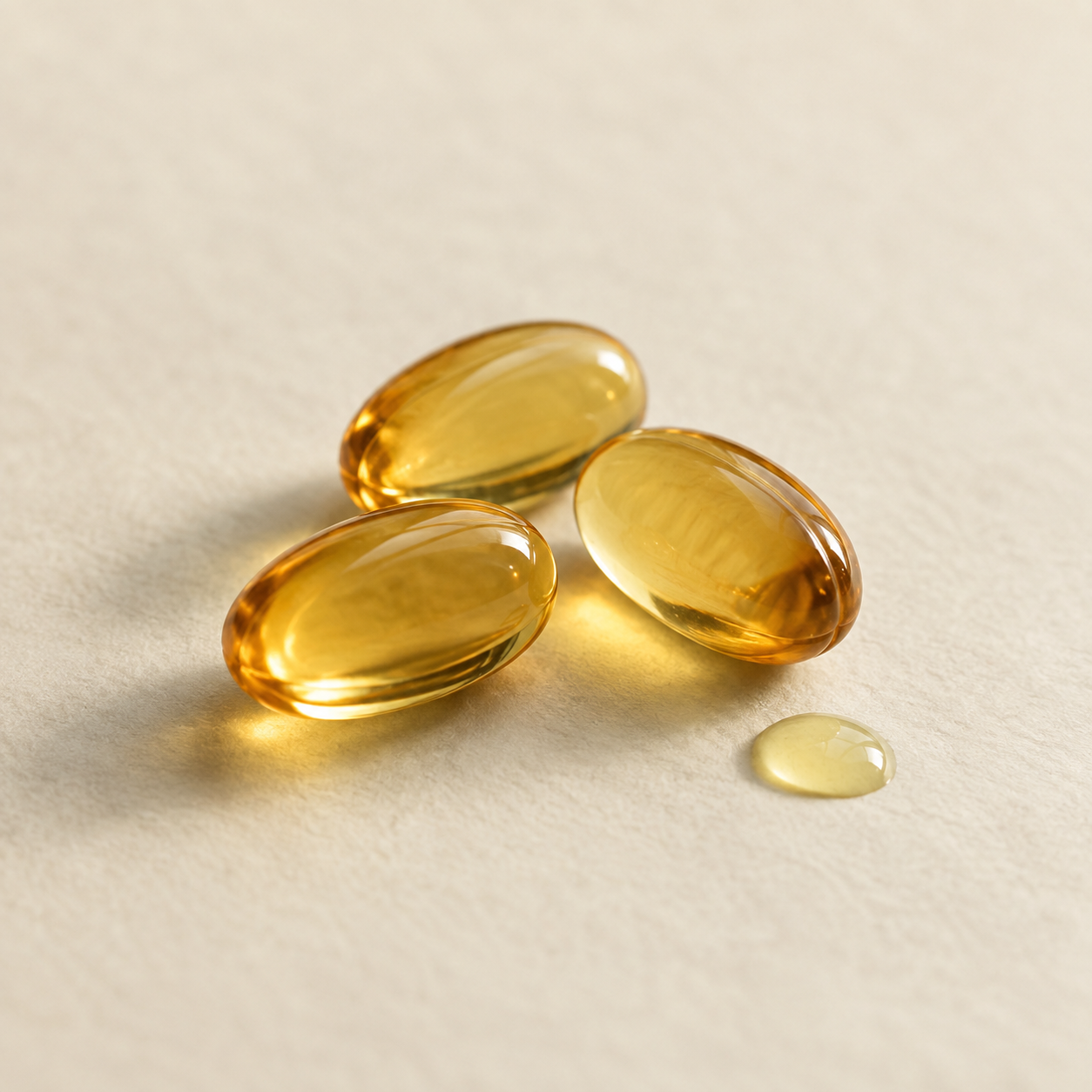 Amber vitamin E softgels